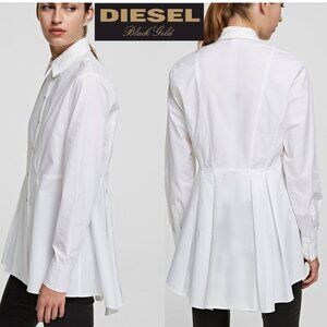 Diesel White Layered Peplum Shirt Snap Front Size medium